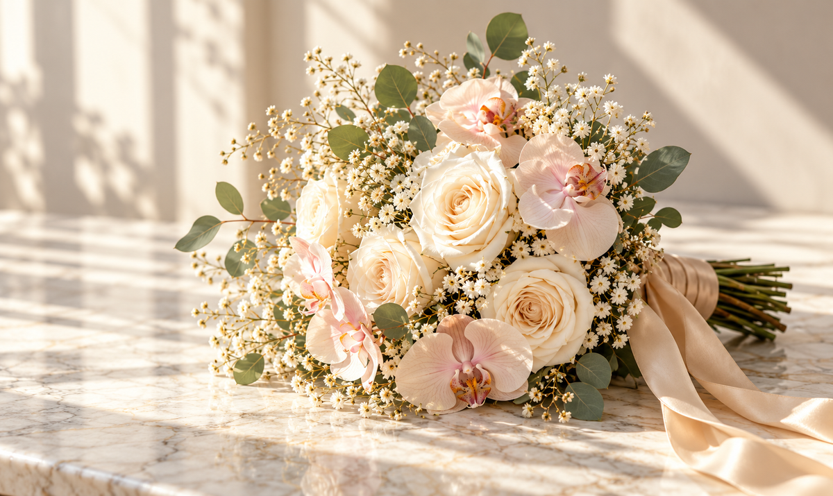 Elegant bridal bouquet representing the FizzArt partner program